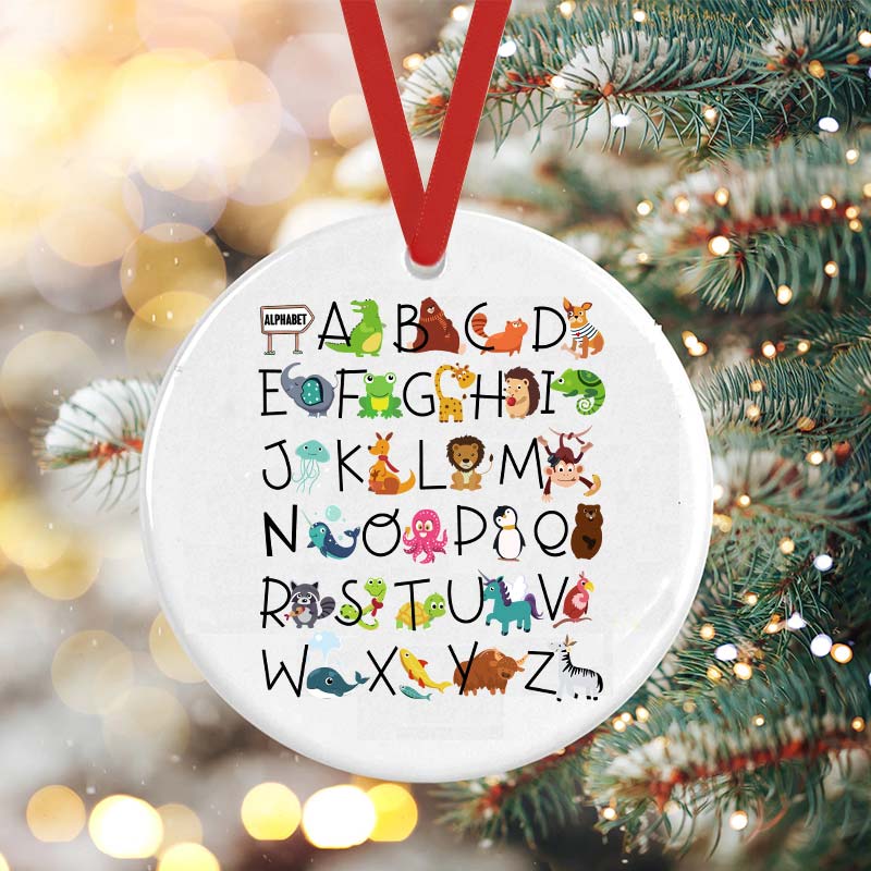 Interesting English Alphabet And Animals Ceramic Ornament