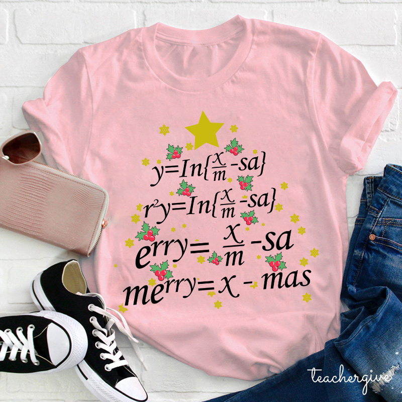 Merry Christmas Math Equation Teacher T-Shirt