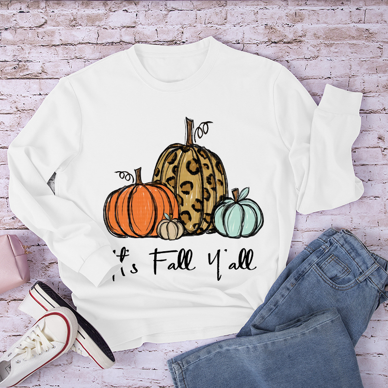 It's Fall Y'all Pumpkin Teacher Long Sleeve T-Shirt