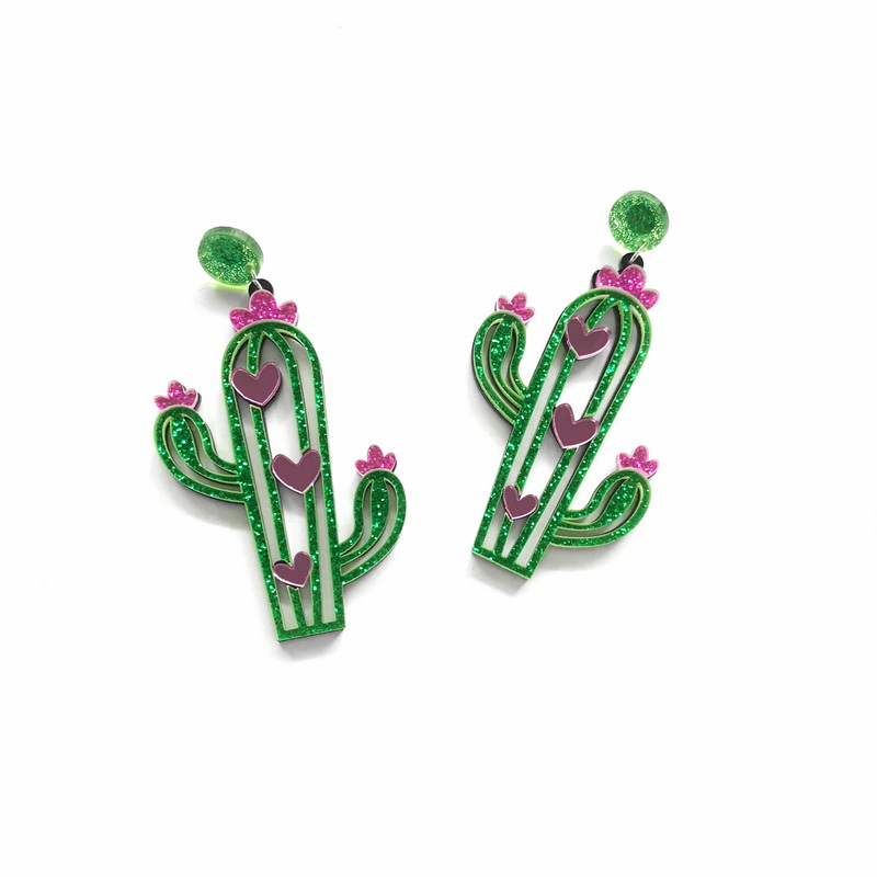 Cute Cactus  Acrylic  Earrings
