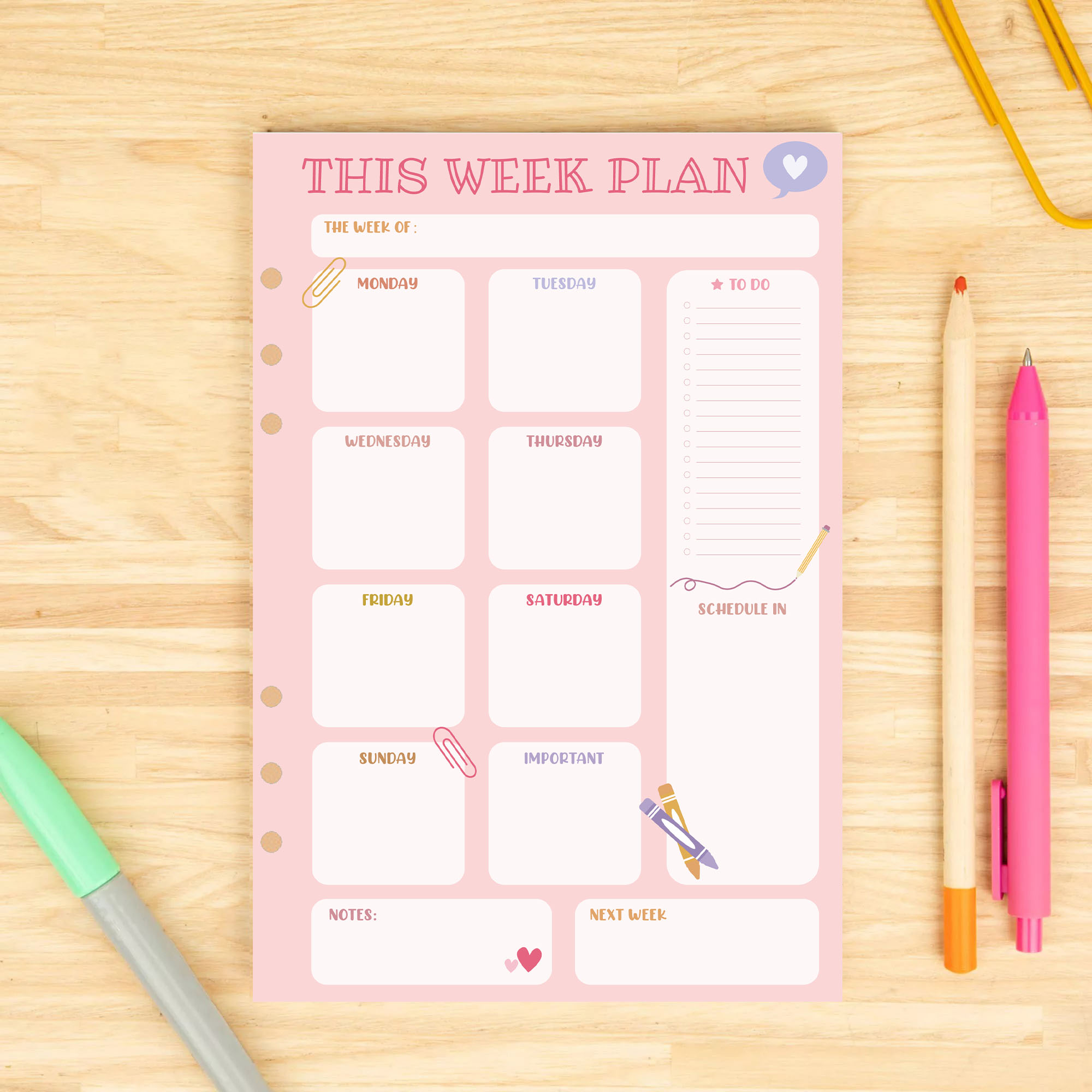 Exquisite This Week Plan Notepad