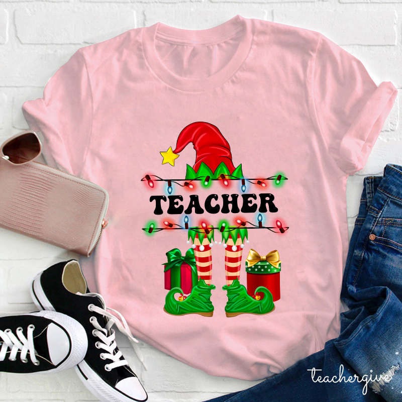 Teacher Elf Christmas Life Teacher T-Shirt