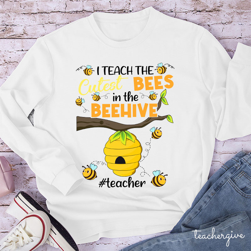 I Teach The Cuetest Bees Teacher Long Sleeve T-Shirt