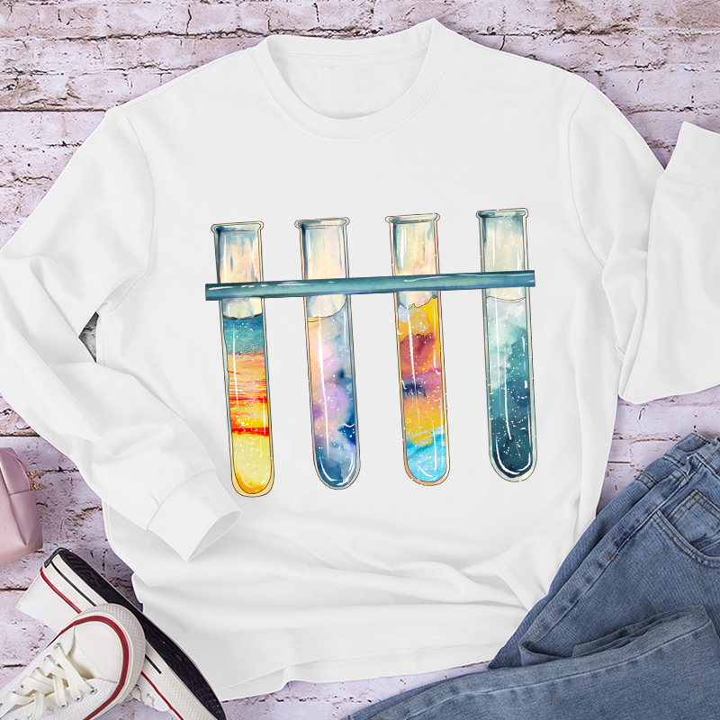 Colorful Test Tubes Teacher Long Sleeve T-Shirt