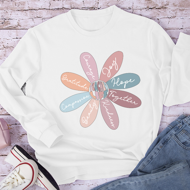 Life Is Good Letter Flower Teacher Long Sleeve T-Shirt