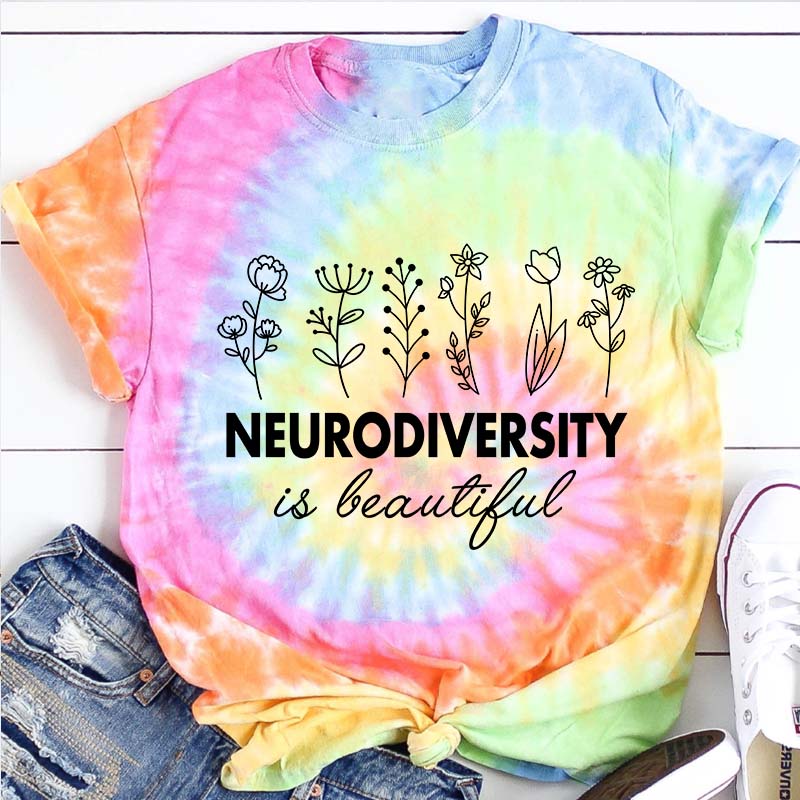 Neurodiversity Is Beautiful Teacher Tie-dye T-Shirt