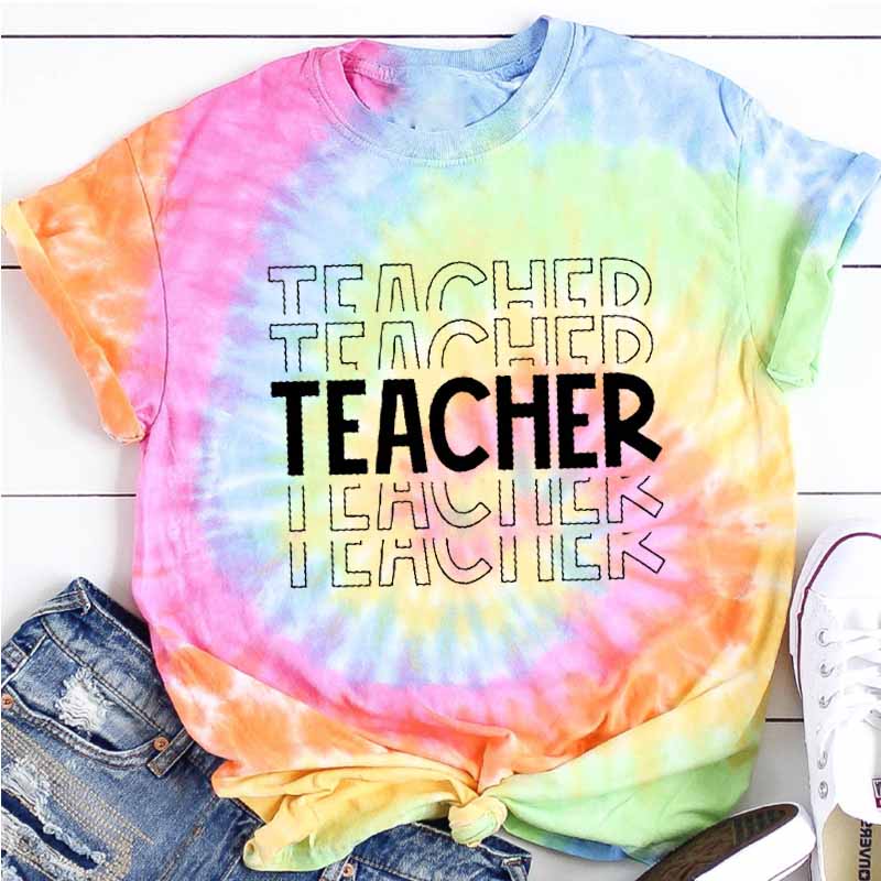 Teacher Letters Teacher Tie-dye T-Shirt