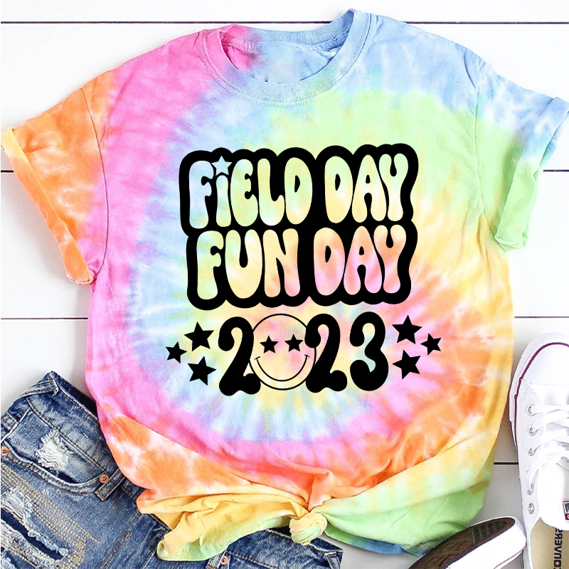 Field Day Fun Day Teacher Tie-dye T-Shirt