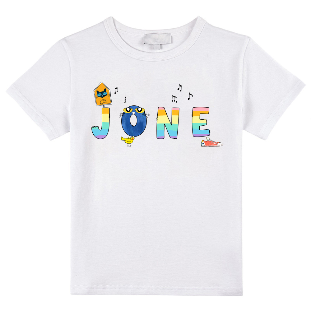 Personalized Name Smile Cat Kids T-Shirt