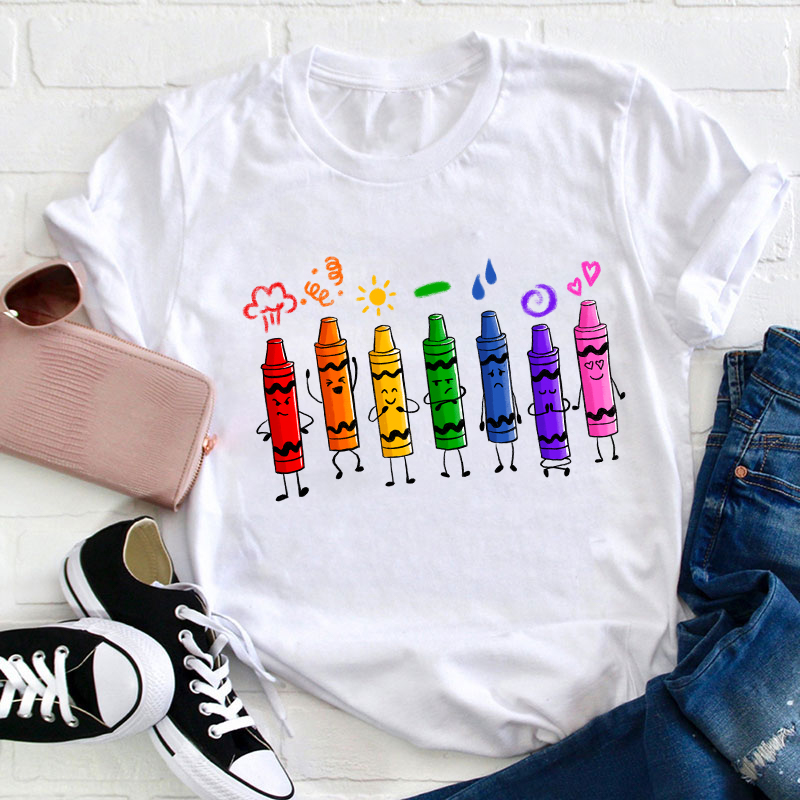 Mood Color Crayons Teacher T-Shirt