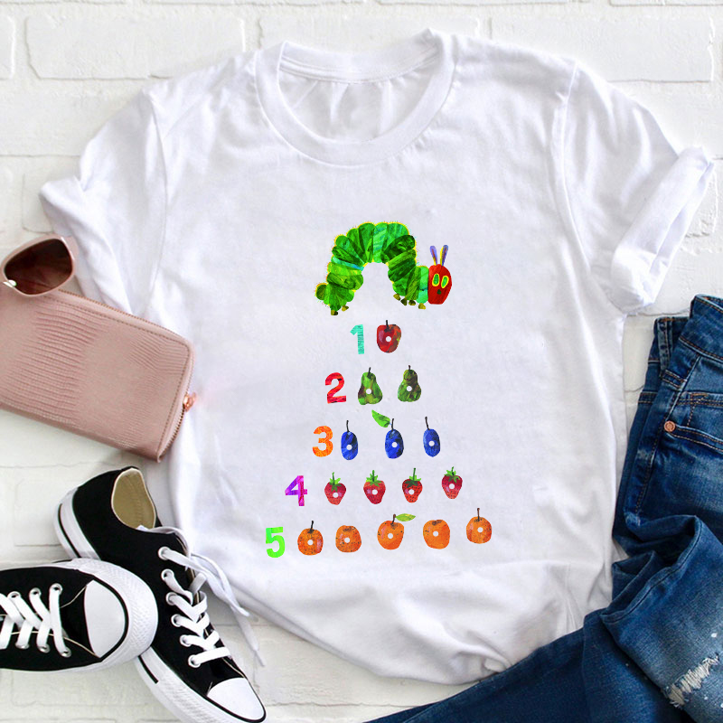 Caterpillar Numbers And Fruits Teacher T-Shirt