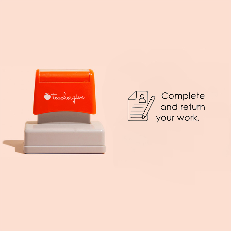 Complete And Return Your Work Rectangle Stamp