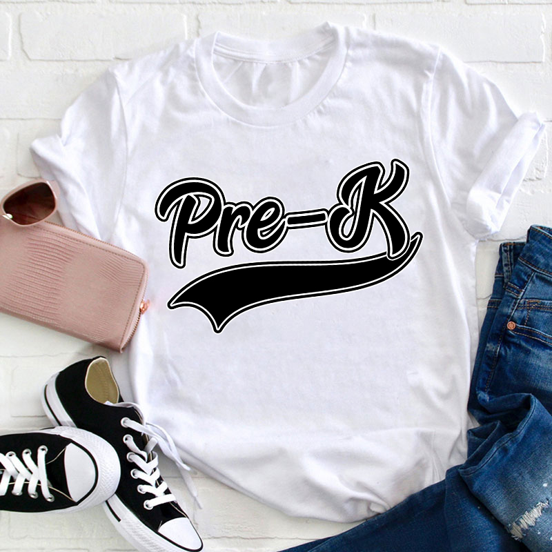 Personalized Black And White Simple Lines Teacher T-Shirt