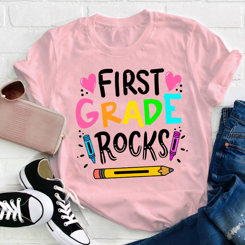 Personalized Grade Rocks Teacher T-Shirt