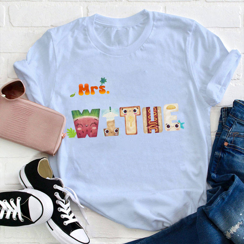 Personalized Name Fruits Teacher T-Shirt