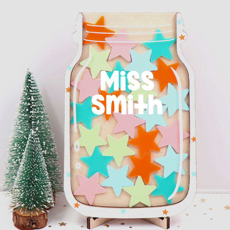 Personalized Fill The Jar With Colorful Little Stars Teacher Reward Jar