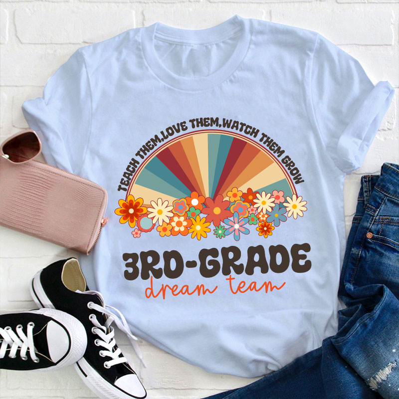 Personalized Teach Love Watch Them Grow Teacher T-Shirt