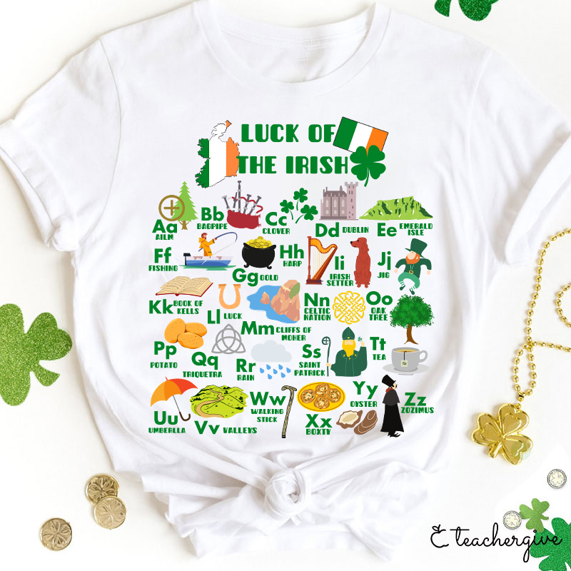 Luck Of The Irish Alphebat Teacher T-Shirt