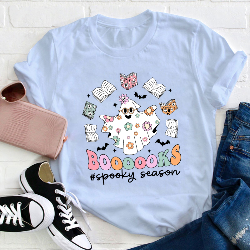 Boooooks Spooky Season Teacher T-Shirt