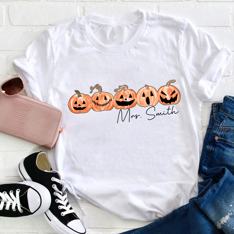 Personalized Name Happy Halloween Teacher T-Shirt