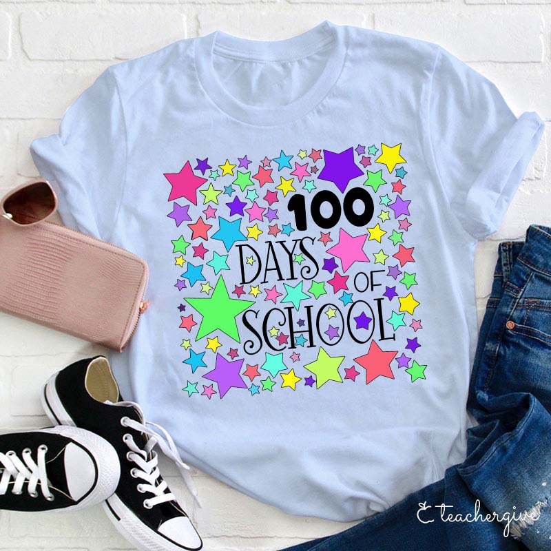 Stars 100 Days Of School Teacher T-Shirt