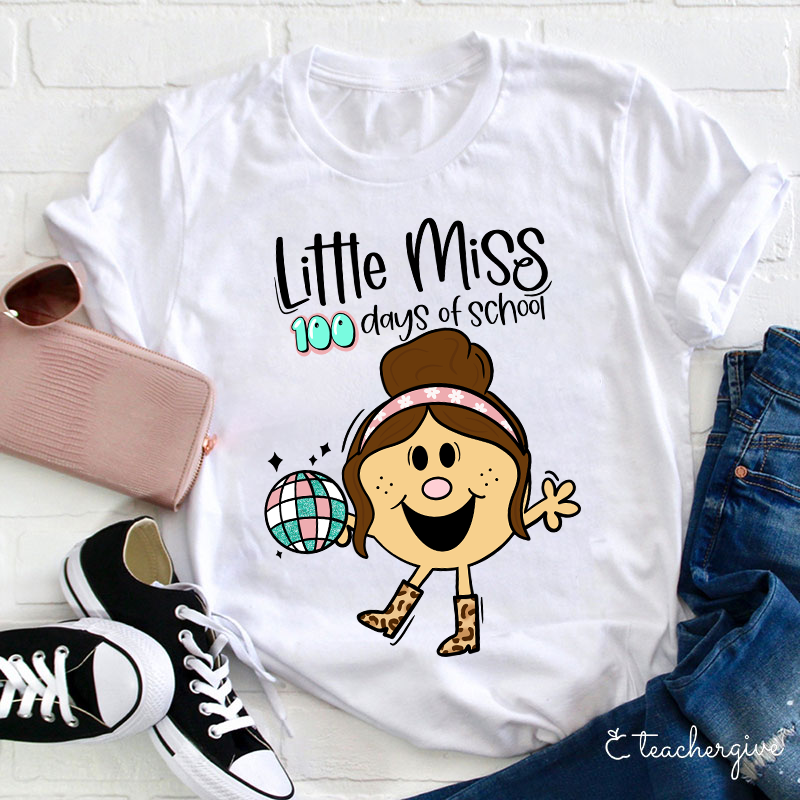 Special Designed Little Miss 100 Days Of School Teacher T-Shirt