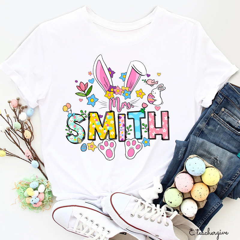 Personalized Easter Bunny Teacher T-Shirt