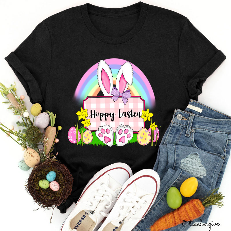 Hoppy Easter Rainbow Teacher T-Shirt