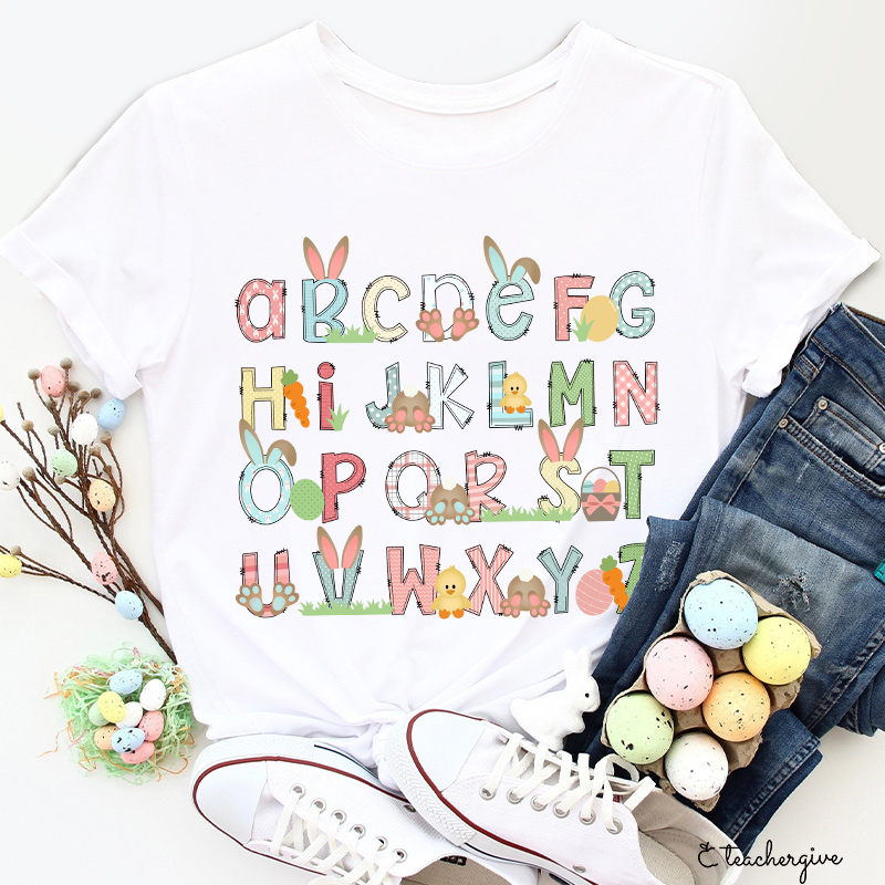 Bunny Chicken Alphabet Teacher T-Shirt
