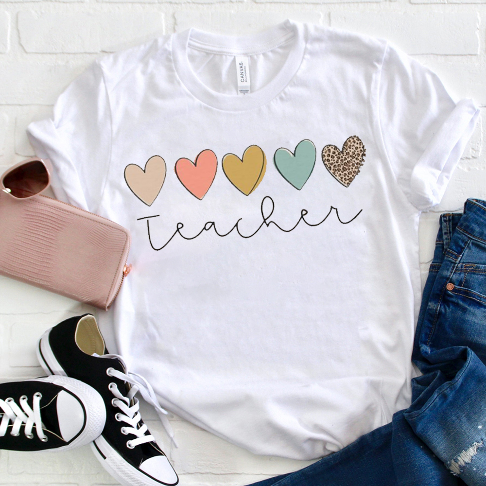 Colorful Hearts Teacher Love T-Shirt