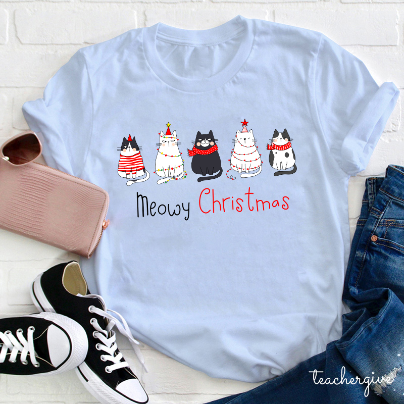 Meowy Christmas Teacher T-Shirt