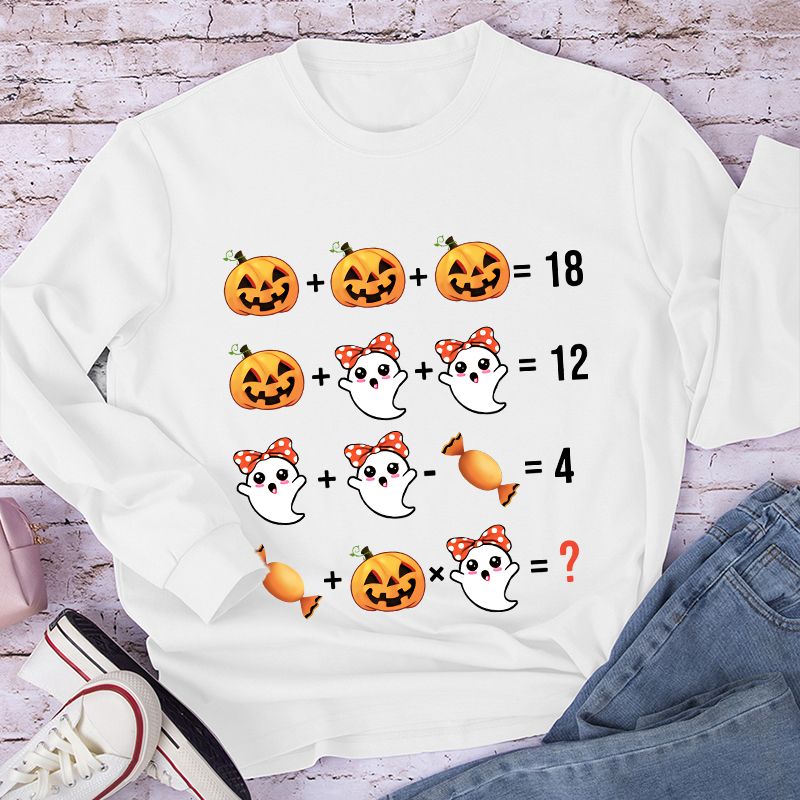 Pumpkin Ghost Mathematics Long Sleeve T-Shirt