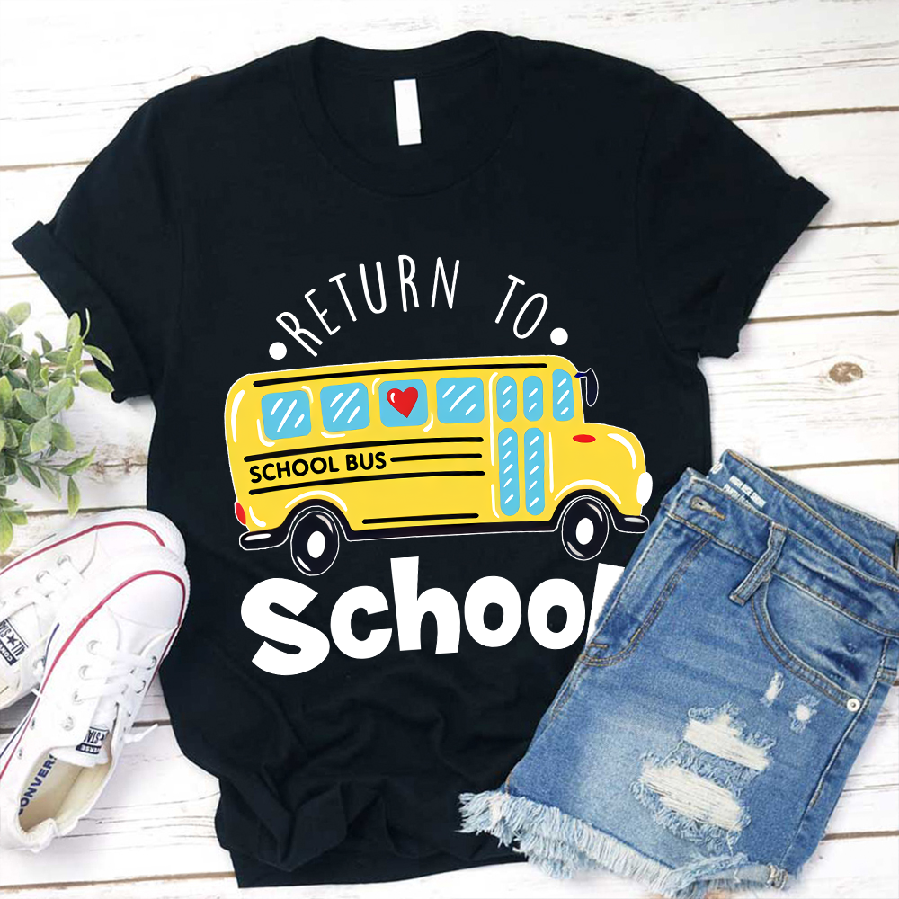 Return To School School Bus With Heart T-Shirt