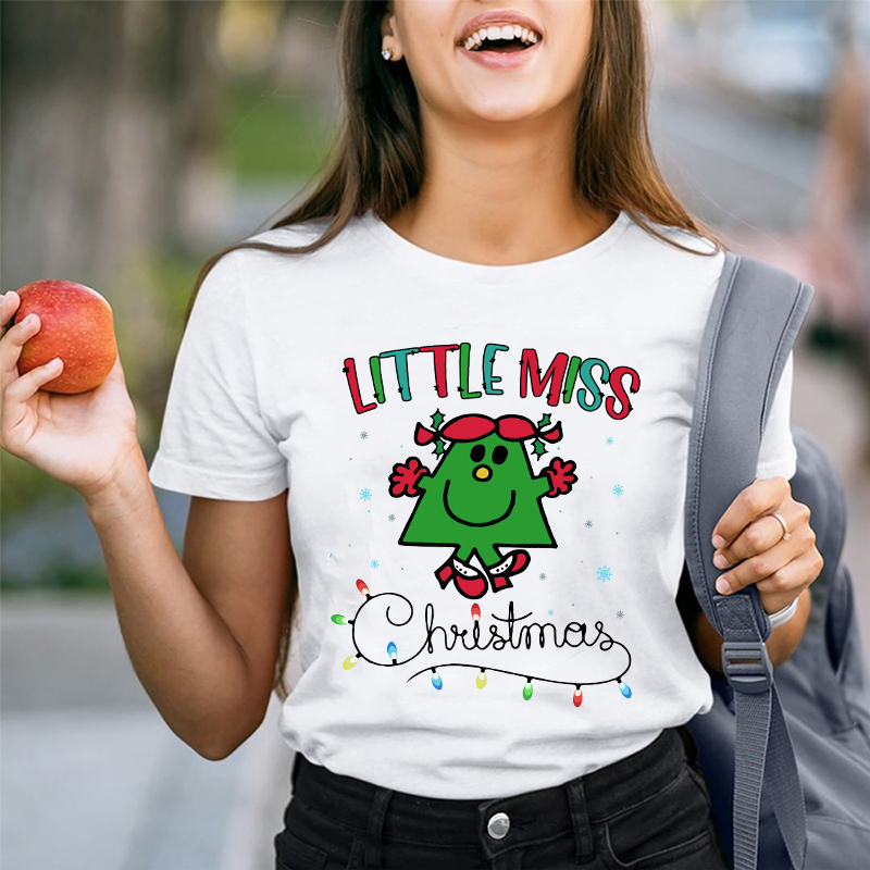 Little Miss Loves Christmas Teacher T-Shirt