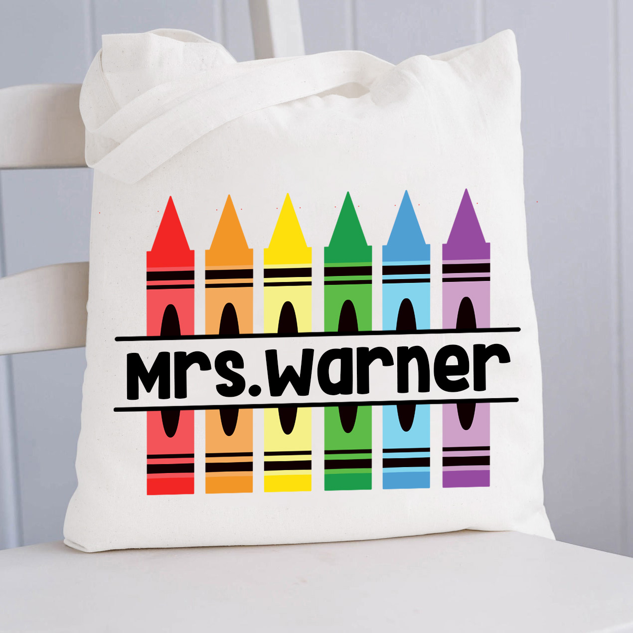 Personalized Pencil Crayon Teacher Name T-Shirt