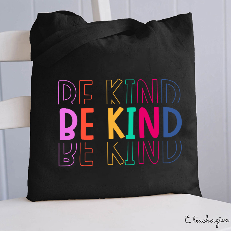 Be Kind Colorful Stripes Teacher Tote Bag
