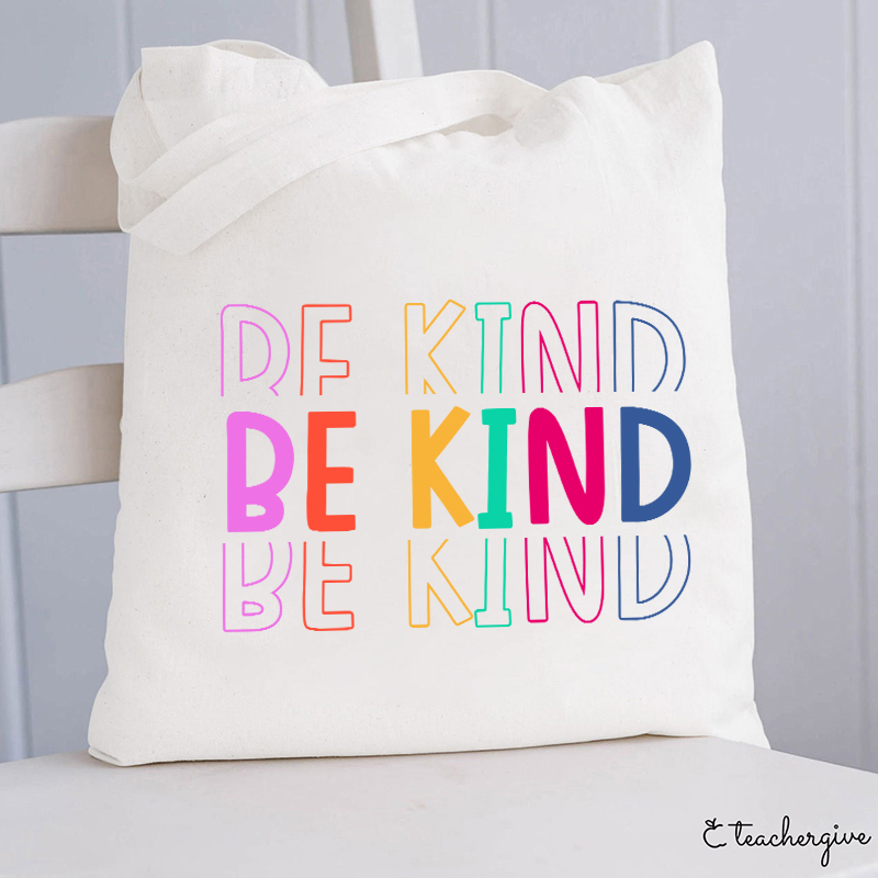 Be Kind Colorful Stripes Teacher Tote Bag