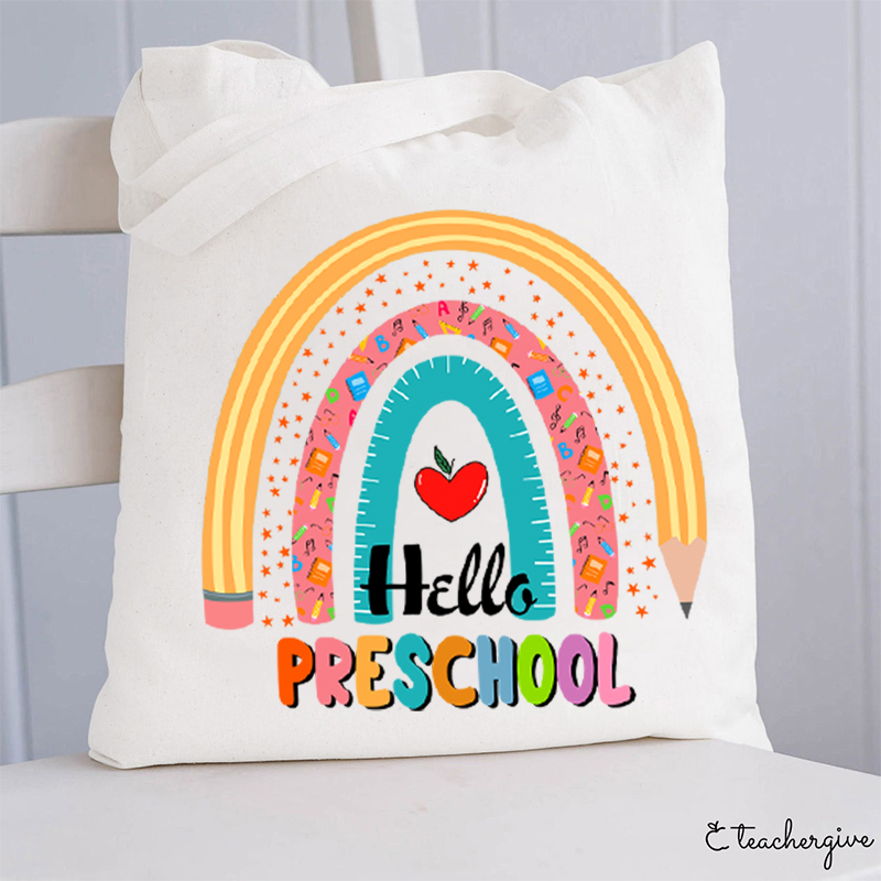 Personalized Hello Preschool Teacher Tote Bag