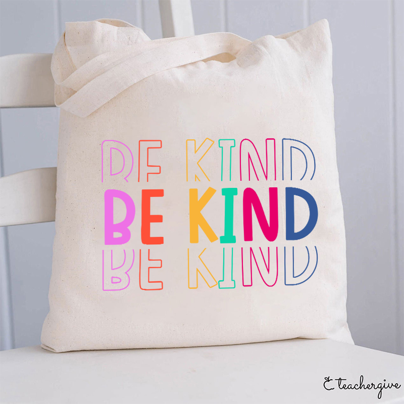 Be Kind Colorful Stripes Teacher Tote Bag