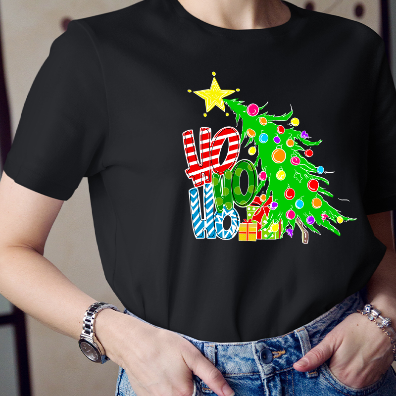 Ho Ho Ho Christmas Tree Teacher T-Shirt