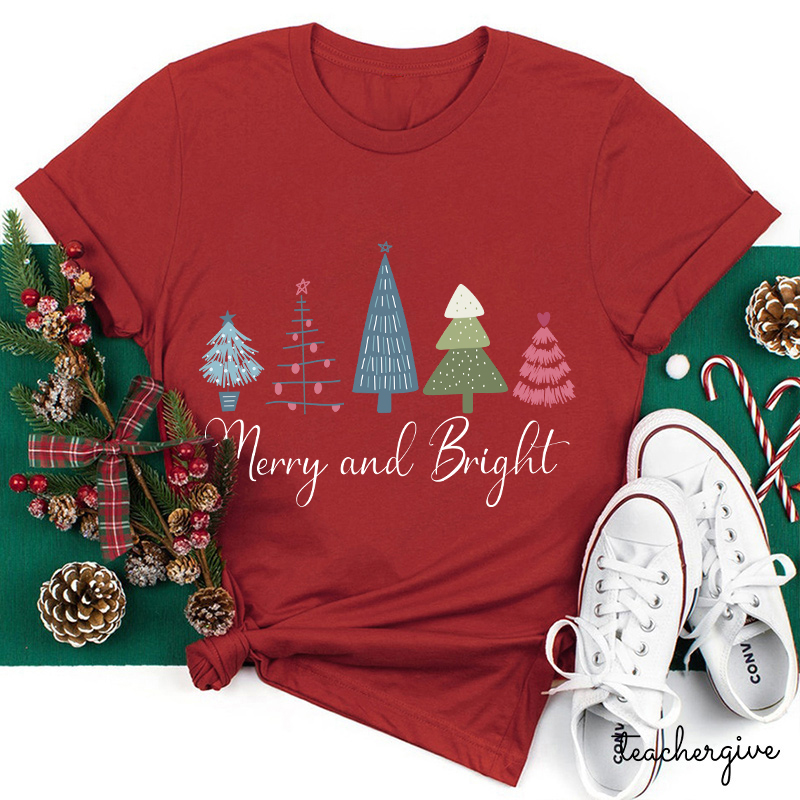 Merry And Bright Teacher T-Shirt