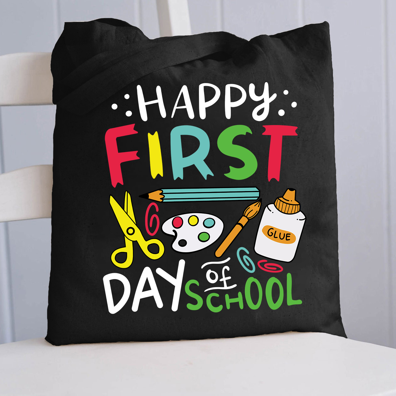 Happy First Day Of School Pigment Tote Bag