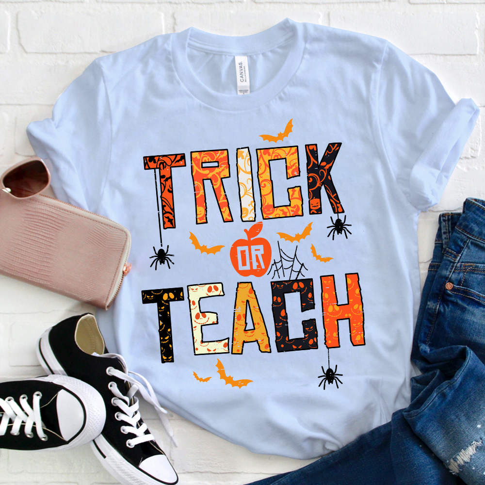 Trick Or Teach Funny Bats And Spiders T-Shirt