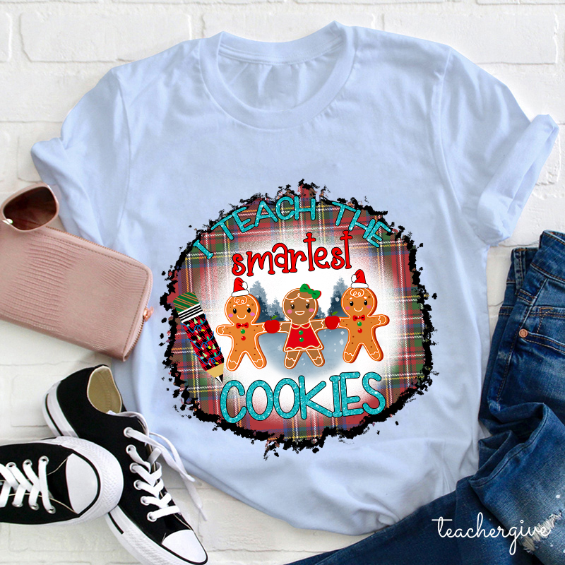 I Teach The Smartest Cookies Red Plaid Teacher T-Shirt
