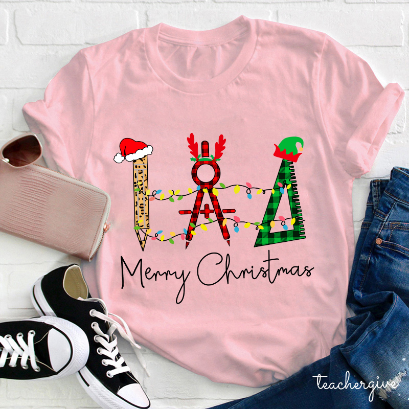 I Love Math And Merry Christmas Teacher T-Shirt