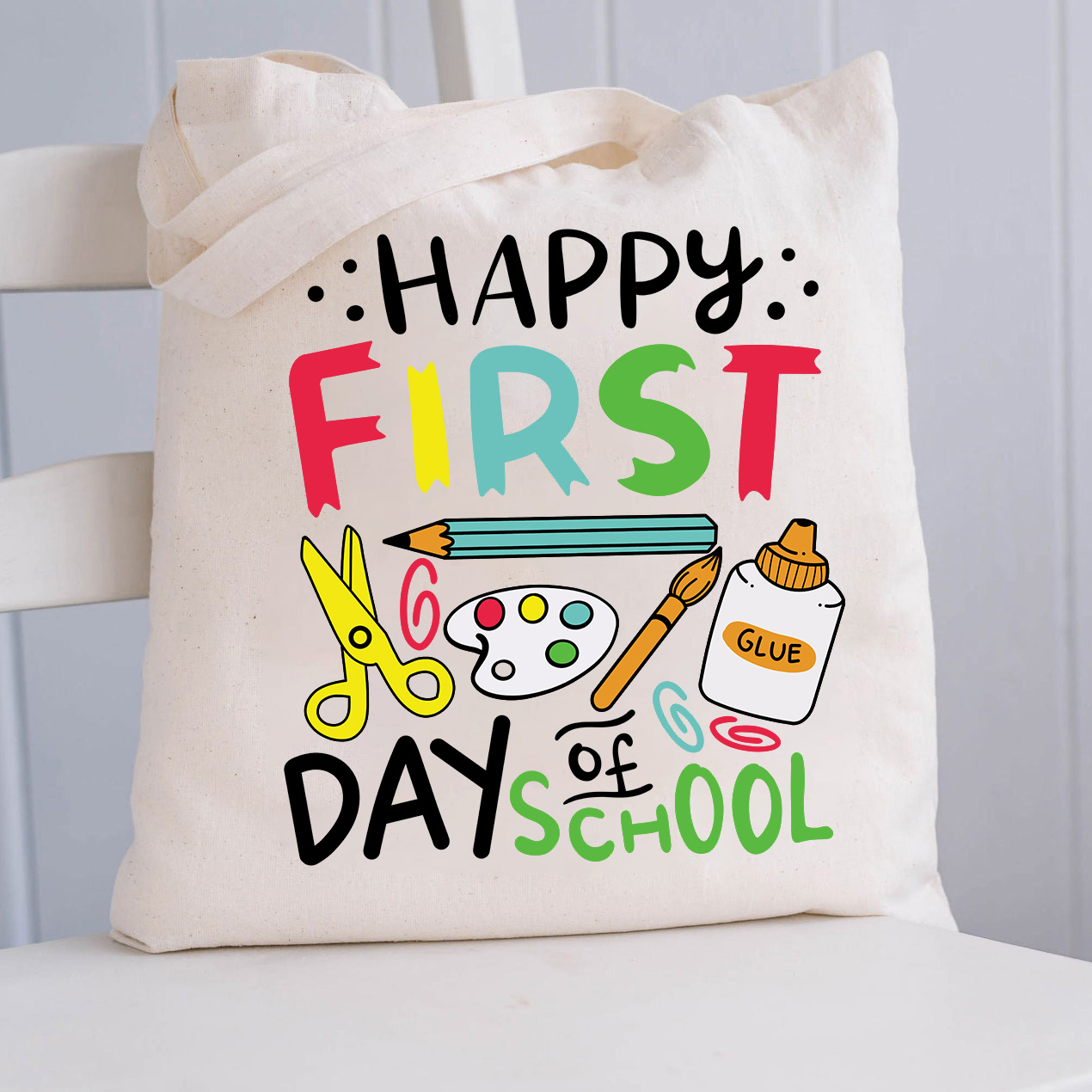 Happy First Day Of School Pigment Tote Bag