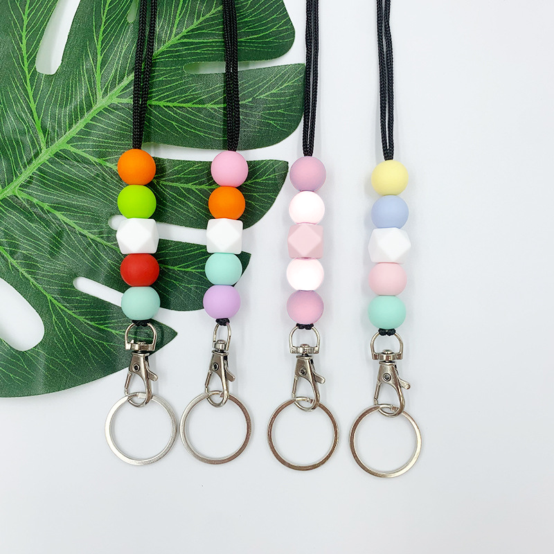 Colorful Rainbow Silica Gel Lanyard