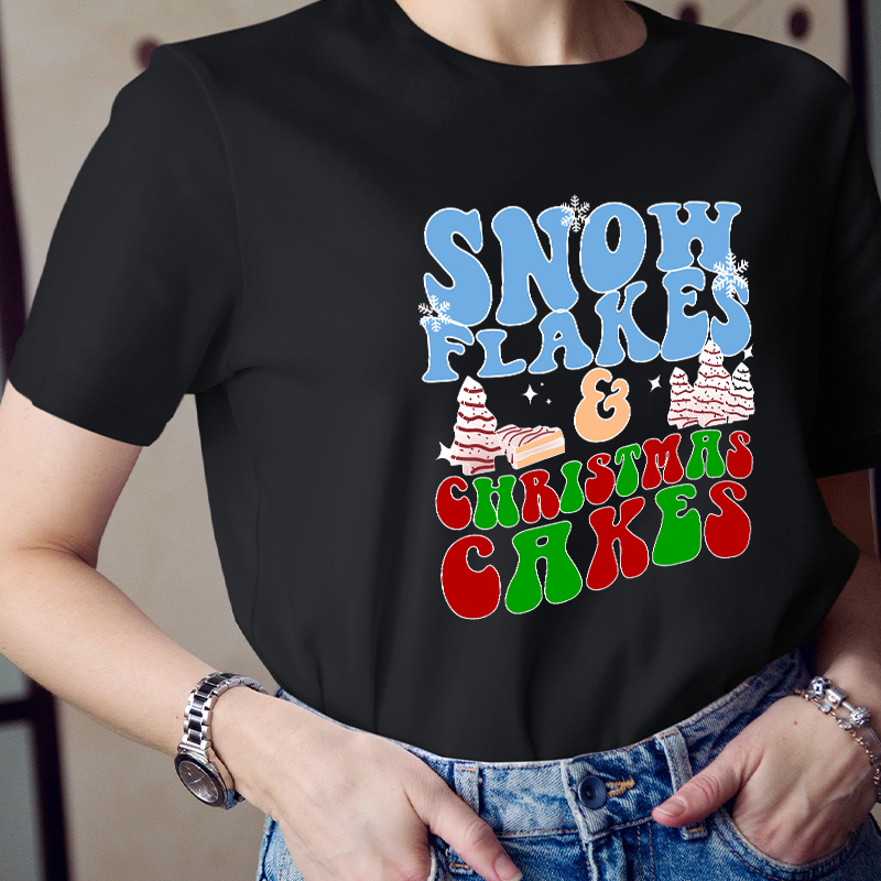 Snow Flakes And Christmas Cakes Teacher T-Shirt