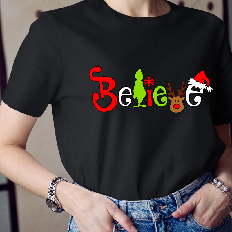 What A Merry Winter Believe Teacher T-Shirt