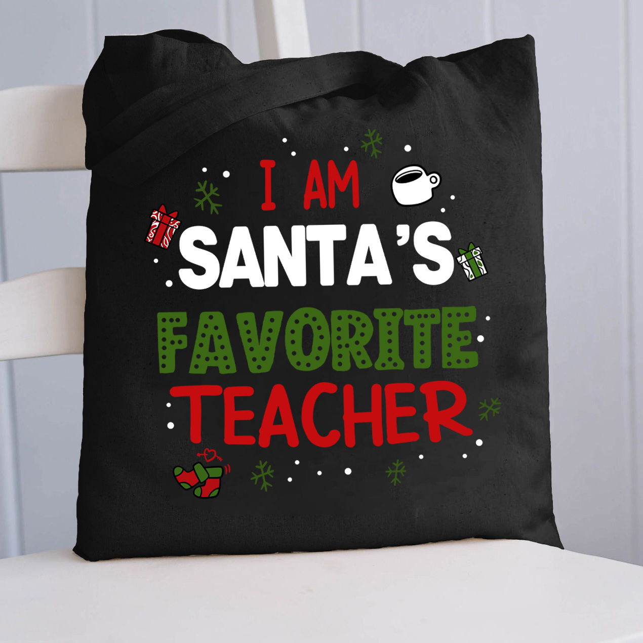 I Am Santa's Favorite Teacher Tote Bag